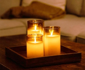 SmokedGlassElektrischeKaarsenZilver