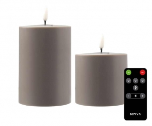 2-PACKOplaadbareLEDKaarsenTaupegrijs