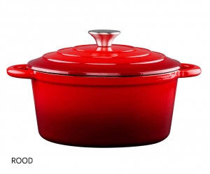 GietijzerBraadpanMetDekselIn2MatenEnKleuren24cmRood