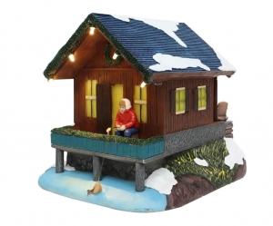 ChaletwithFisherwithLEDPolyresin20cmSantaville-Santaville