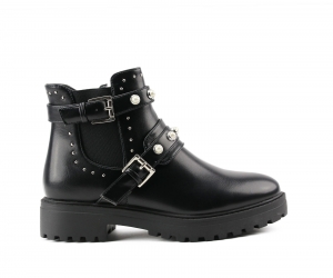LowCutBikerBootsMetParels-Zwart
