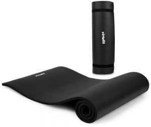 VirtuFitNBRFitnessmat-180x60x15cm-Zwart-metDraagkoord-GratisTrainingsvideos