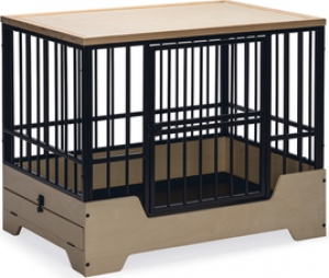 DesignedbyLotteBenchQuirine-Hondenbench-Zwart-MetaalHout