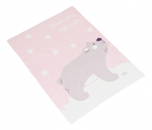 CangarooDreamyBearPink75x100cmWiegdeken