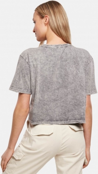 BuildYourBrandLadiesAcidWashedCroppedTeeVrouwenopkleurgrijsMaatL
