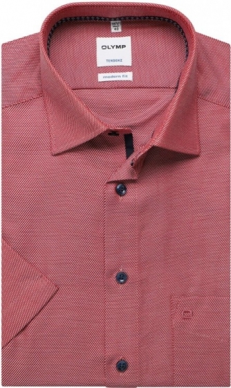 OLYMPTendenzModernFitOverhemdKortemouwrood