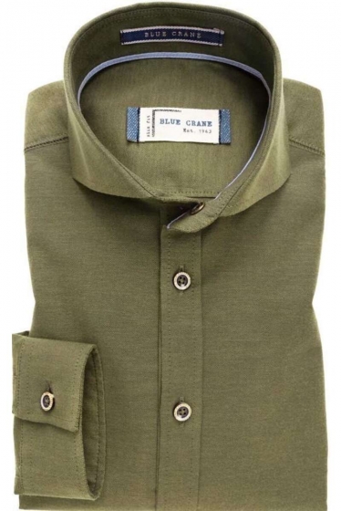 BlueCraneSlimFitOverhemdgroenEffen