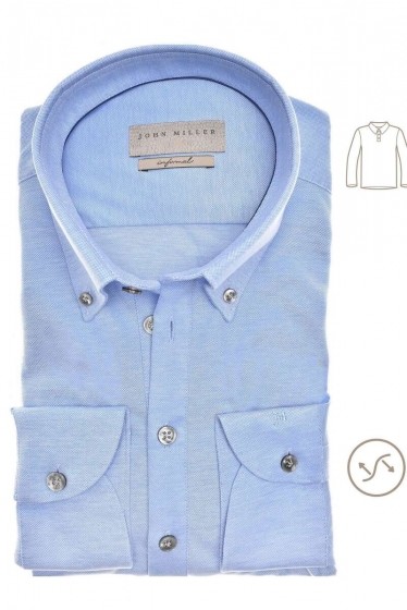JohnMillerSlimFitPoloshirtlangemouwblauwEffen