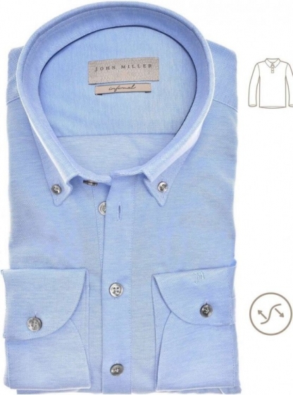 JohnMillerSlimFitPoloshirtlangemouwblauwEffen