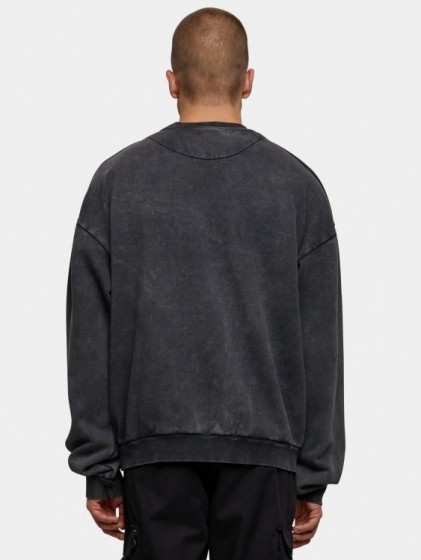 UrbanClassicsAcidWashedCrewPulloverMannenopkleurzwartMaatS