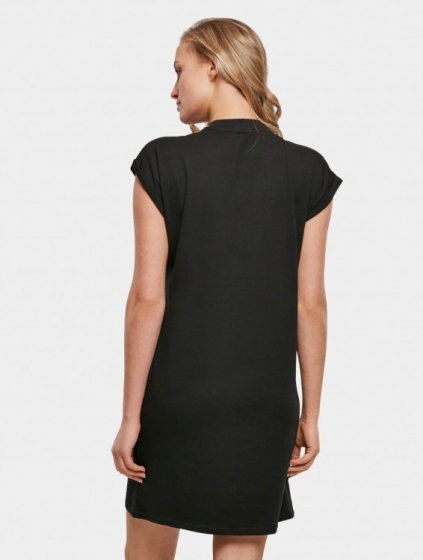 BuildYourBrandLadiesTurtleExtendedShoulderDressVrouwenopkleurzwartMaatL