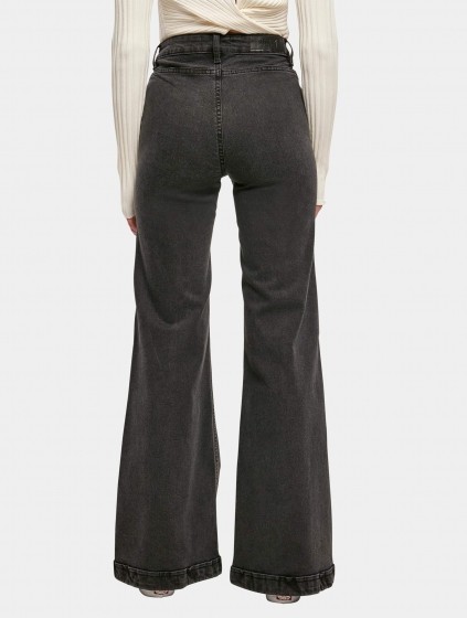 UrbanClassicsLadiesVintageFlaredDenimPantsVrouwenopkleurzwartMaatW29