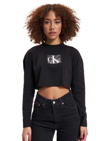 CalvinKleinJeansSequinCroppedLongsleevesVrouwenopkleurzwartMaatXL