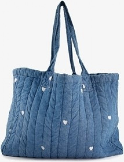 Damesschoudertasblauwmethartjes