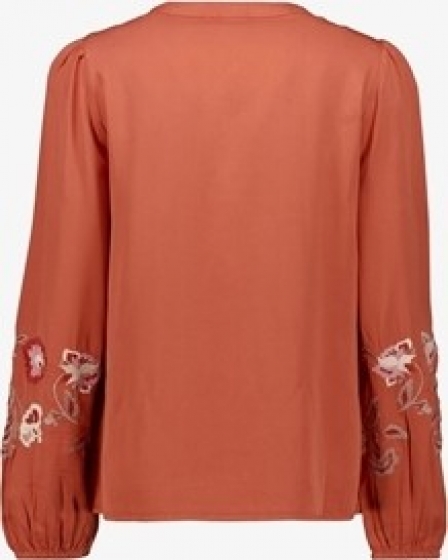 TwoDaydamesblousemetgeborduurdemouwenoranje