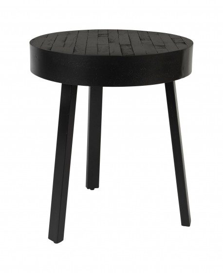 ZILTRondeBijzettafelRaudelTeakhout45cm-Zwart