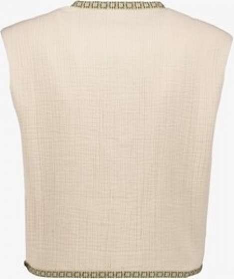 TwoDaydamesgiletmetborduurselsbeige