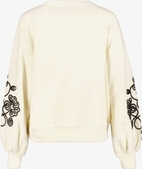 TwoDaydamessweaterbeigemetgeborduurdebloemen