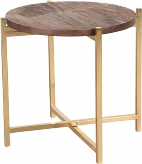 LABEL51RondeBijzettafelDoxMangohoutengoudmetaal40cm-Espresso