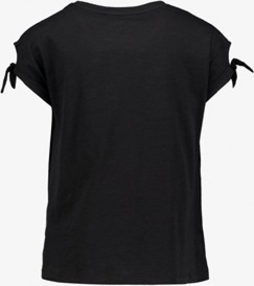 NameItmeisjesT-shirtmetknoopjeszwart