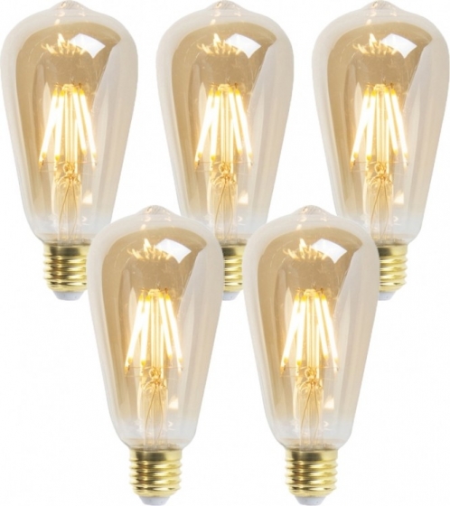 Setvan5E27dimbareLEDlampenST64goldline5W380lm2200K
