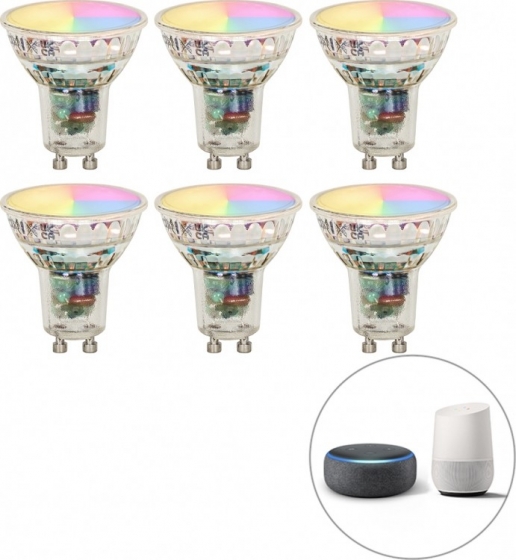Setvan6smartGU10LEDlampenRBGW45W350lm2700K