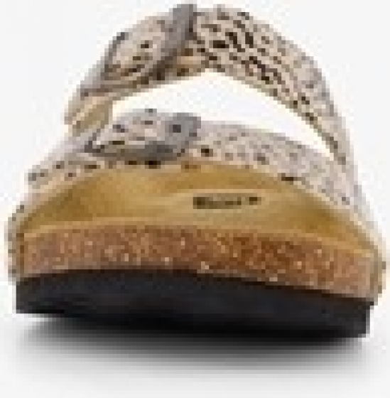 Damesbioslipperszwartmetpanterprintbeige