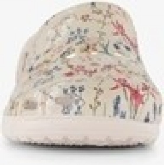 Damesklompenmetbloemenprintbeige