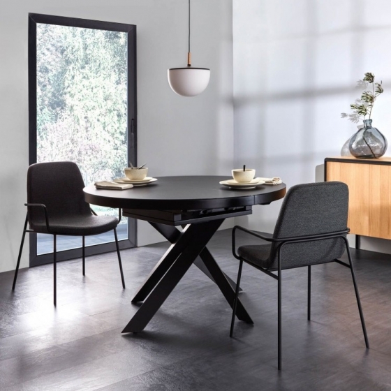 KaveHomeUitschuifbareRondeEettafelVashti120-160x120cm-zwart