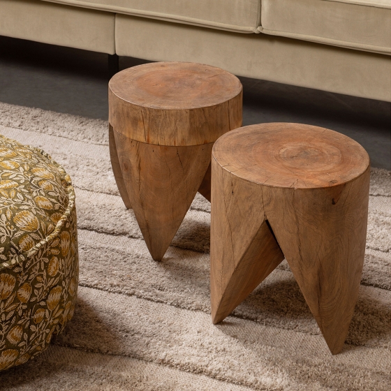 BePureHomeBijzettafelTrunkMangohoutSetvan3stuks30cm-Naturel-Rond