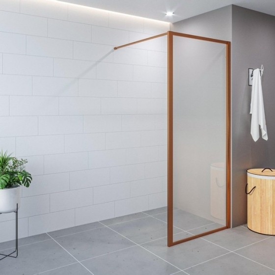 SaniclassColoreminloopdouche-100x200cm-8mm-heldernanocoatingglas-frame-geborsteldkoperR-BC-2120-100-FFG