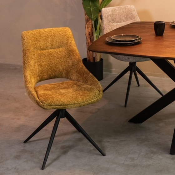 LABEL51DraaibareEetkamerstoelMarlowElitestof-Mustard