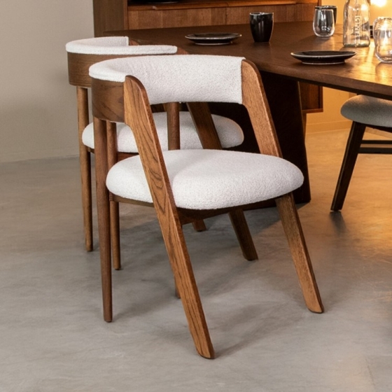 LABEL51EetkamerstoelSashaBouclenwalnooteiken-Wit