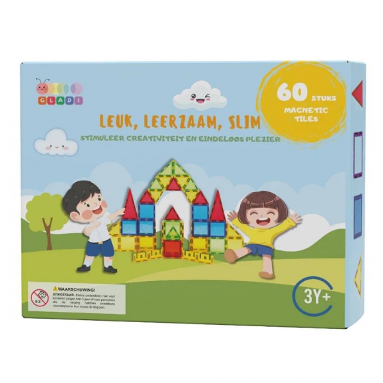 GladiMagnetischSpeelgoed-MagneticTiles-60stuks