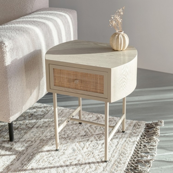 ZILTBijzettafelNachtkastjeMejaRattanWebbingMet1lade-beige