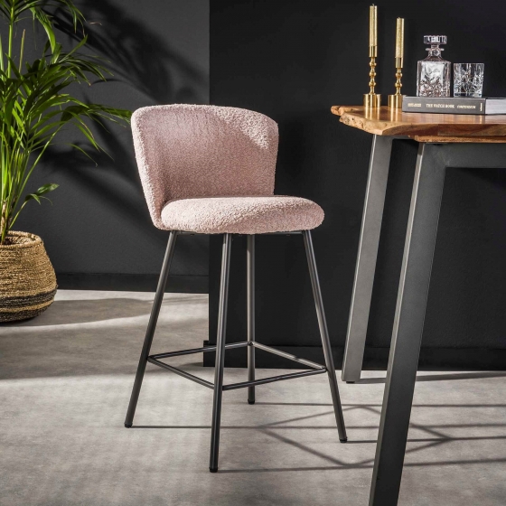LifestyleFurnBarstoelValeenBoucl-rozezithoogte69cm