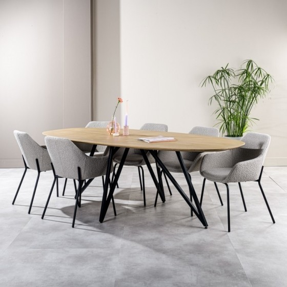 BASEOvaleEettafelKeikoMangohout240x110cm-Naturel-Ovaal