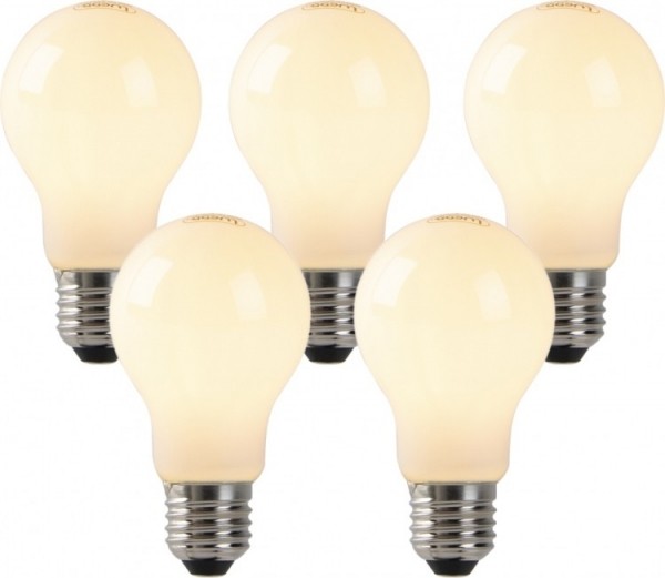 Setvan5dimbareE27LEDlampenopaalglas4W320lm2200K
