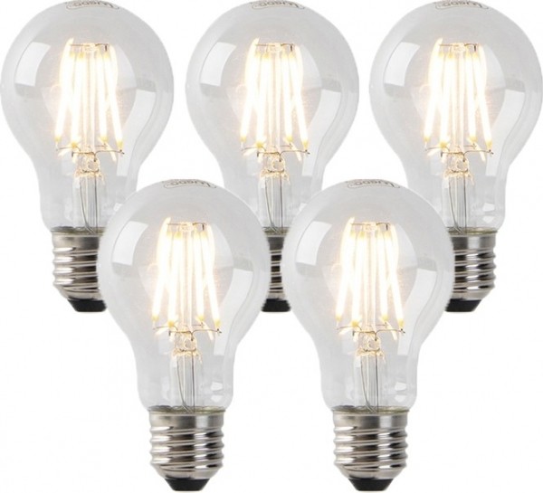 Setvan5dimbareE27LEDlampenhelderglas4W320lm2200K