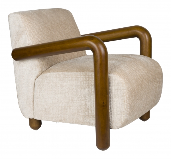 DutchboneFauteuilRobinsonChenilleenrubberhout-Beige