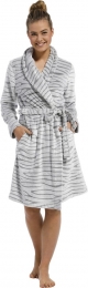 Lichtgrijzedamesbadjasmetdierenprint-fleece-48-50XL